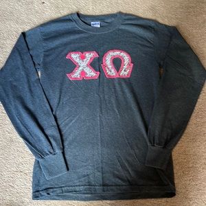 Chi Omega long sleeved Greek letter shirt-zebra letters. Size Small
